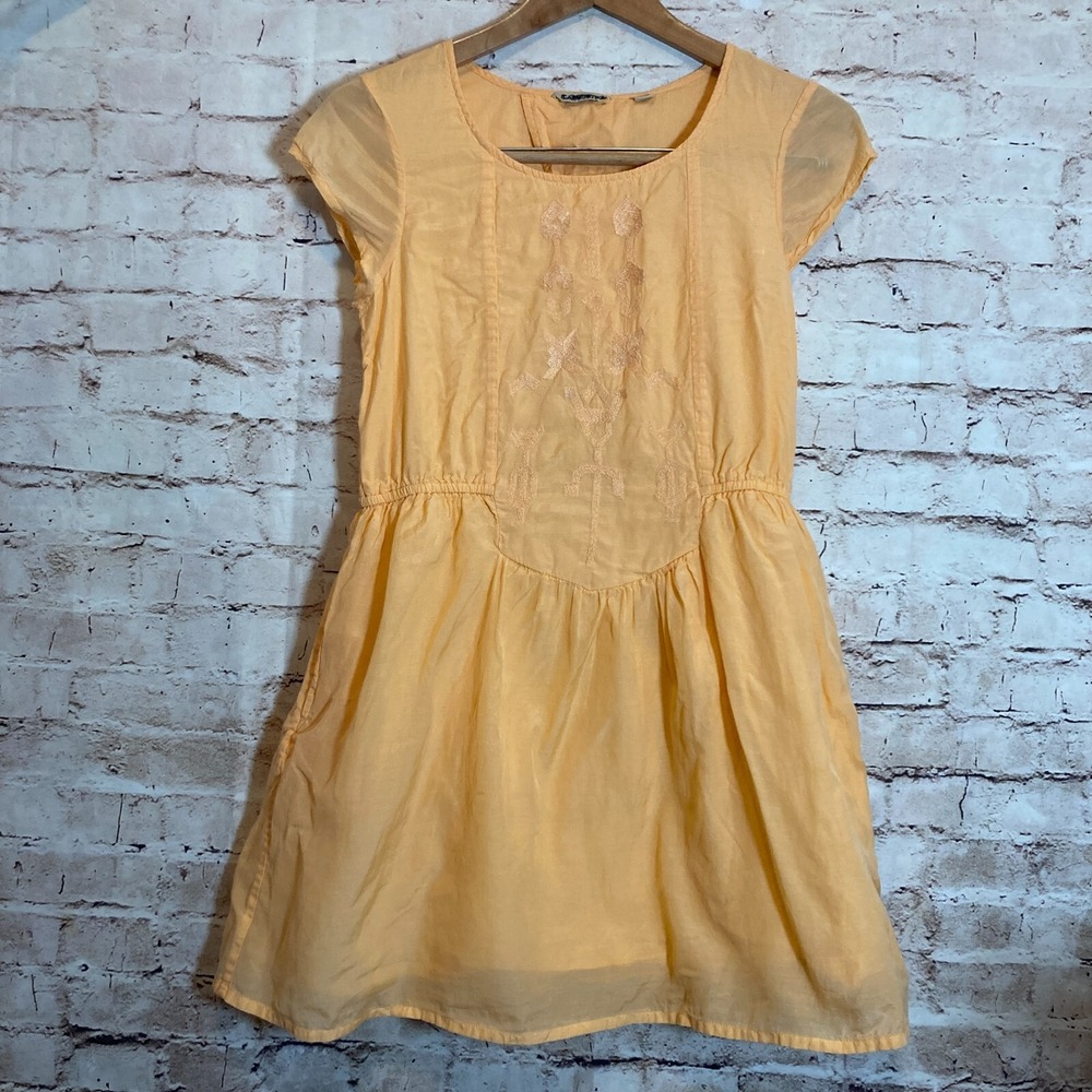 Jack Willis Dress Womens 6 Peach A Line Embroidered Lined Pockets Cap Sleeve